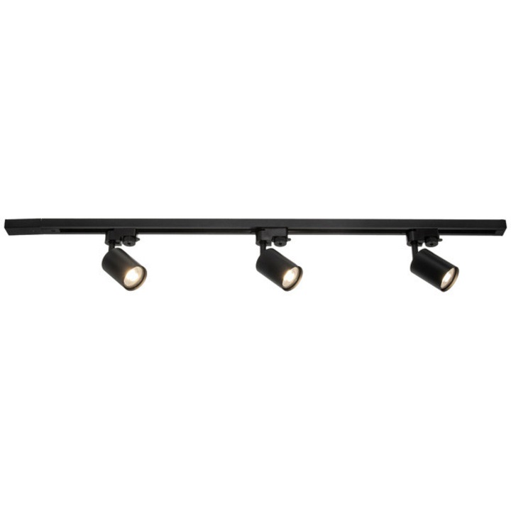 Sistem complet pe sina OSRAM Elemental 4099854600012, 3 proiectoare (GU10, max. 6 W LED), 1 sina de 1 m lungime, material: metal, Negru