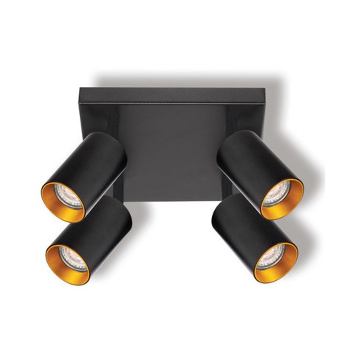 Spot LED patrat OSRAM Eternal, 4 proiectoare, GU10 soclu, 6 W, IP20, Negru