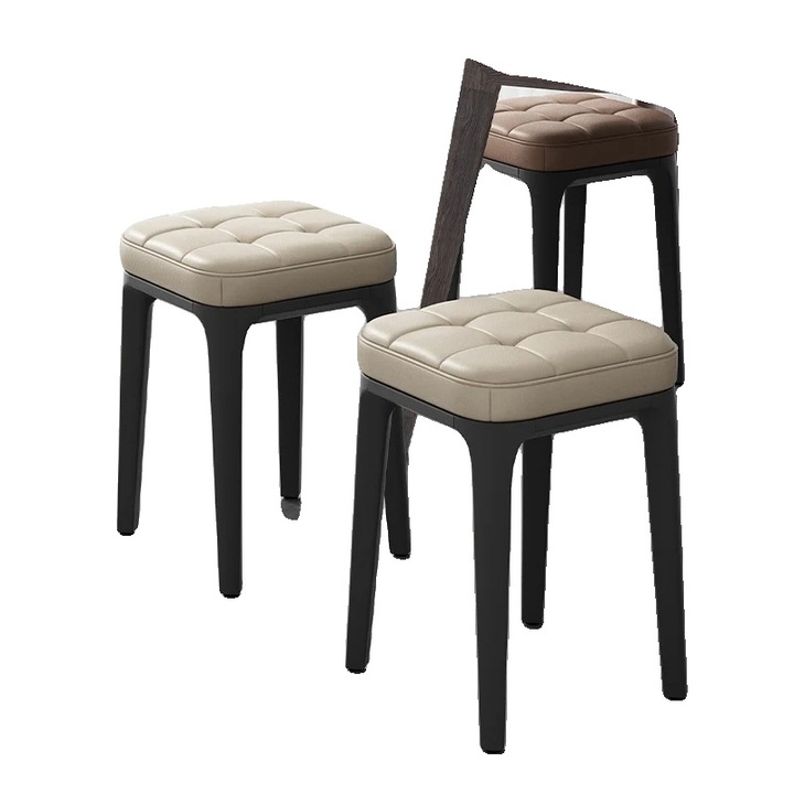 Scaun bar, design ergonomic, alb lapte, 46x30x30cm