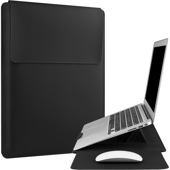 INext bőr laptop tok, állítható támaszték, fekete, 13.3x25.3cm, szett