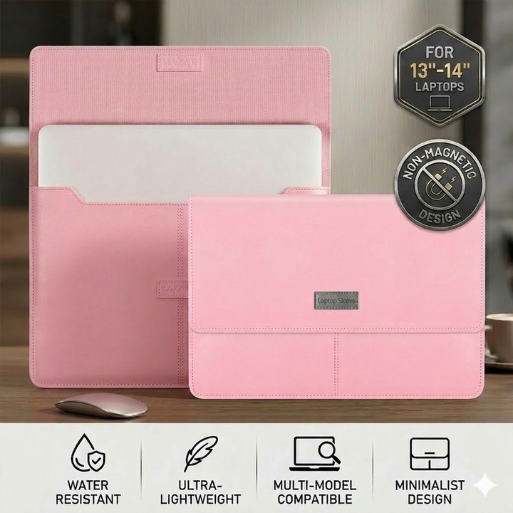 Husă Laptop Excitat, Protecție Impermeabilă, Antizgârieturi, Roz, 13-14 inch