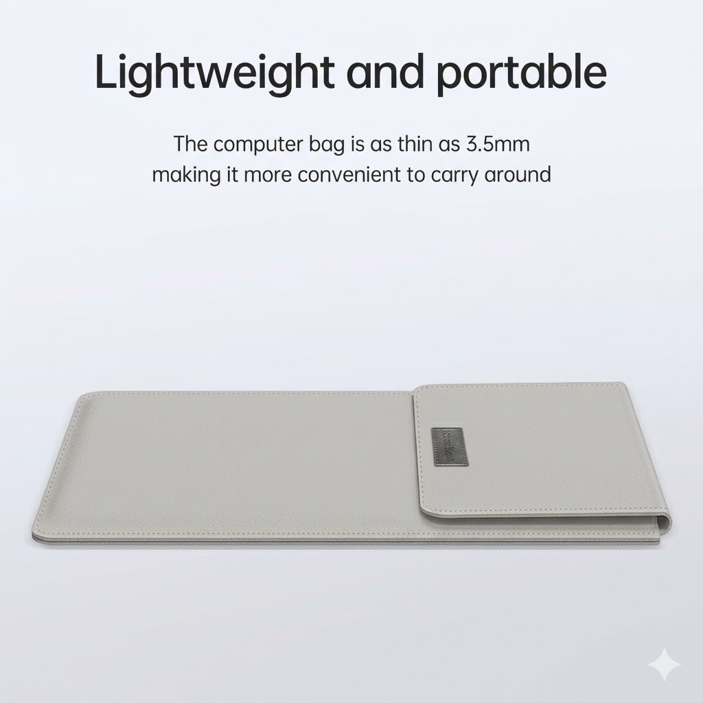 Husa Laptop Excitat®, Compatibila MacBook Air Pro M1 M2 M3 M4 M5, Protectie Impermeabila din Piele PU, Textura Anti-Zgarieturi, Functie Mouse Pad, 15-15.6 inch, Vertical, Gri