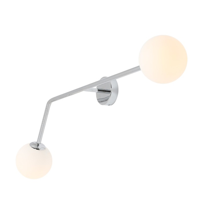 Aplica perete Aldex, orizontala, crom, 2 surse de lumina, metal