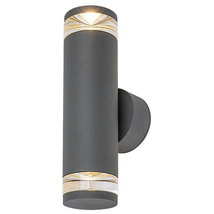 Aplica de perete Rabalux Tornio aluminiu antracit, 2x GU10 10W, 215x80x60mm, IP54