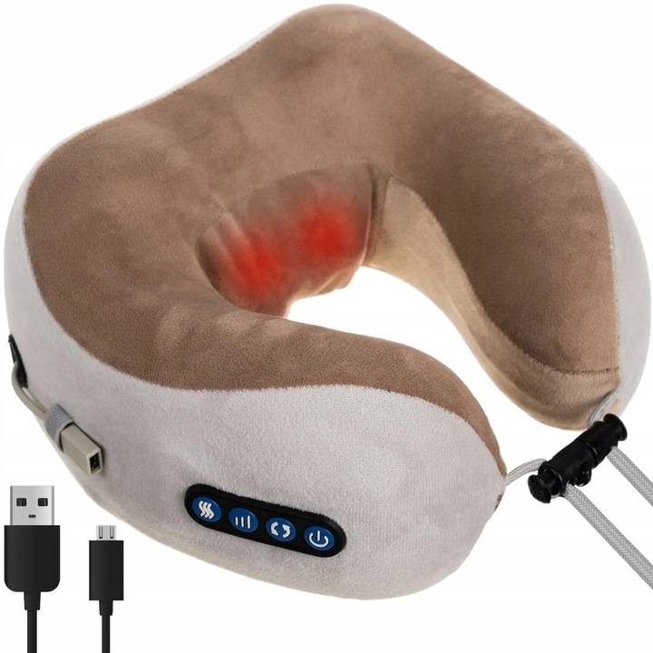 Perna electrica cervicala cu vibromasaj RelaxU, detensioneaza tensiunea musculara, functie incalzire, relaxeaza musculara, stimuleaza circulatia, 3 trepte viteza, incarcare wireless
