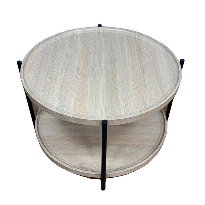 Масичка за кафе, двустепенен дизайн, рустик стил, естествено дърво, 29.3"x17.7"