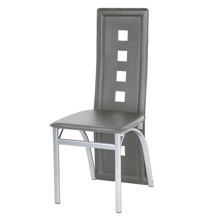 Scaune de dining, design minimalist modern, sezut confortabil cu perne, gri, 42x42.5x101.5cm