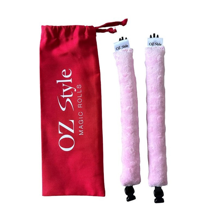 Bigudiuri fara caldura Oz Style, set 2 bucati, roz deschis, pentru bucle lejere