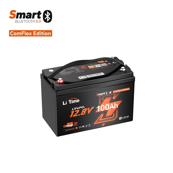 Acumulator solar LiTime 12V 100Ah cu Bluetooth, comunicare Victron, 330x172x216mm
