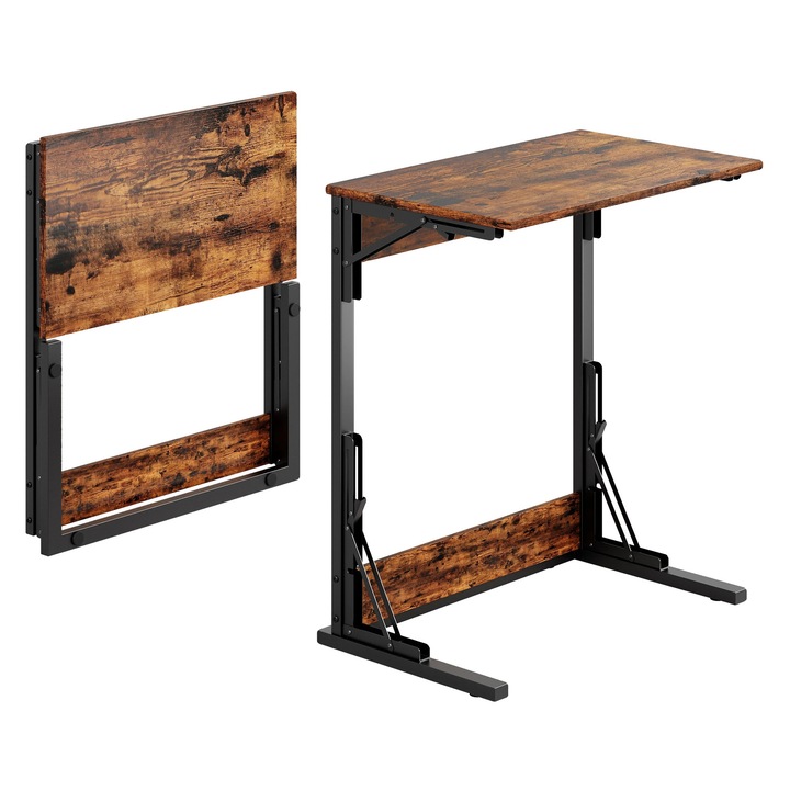 Странични маси, комплект от 2 броя, метална рамка, регулируеми крака, компактен дизайн