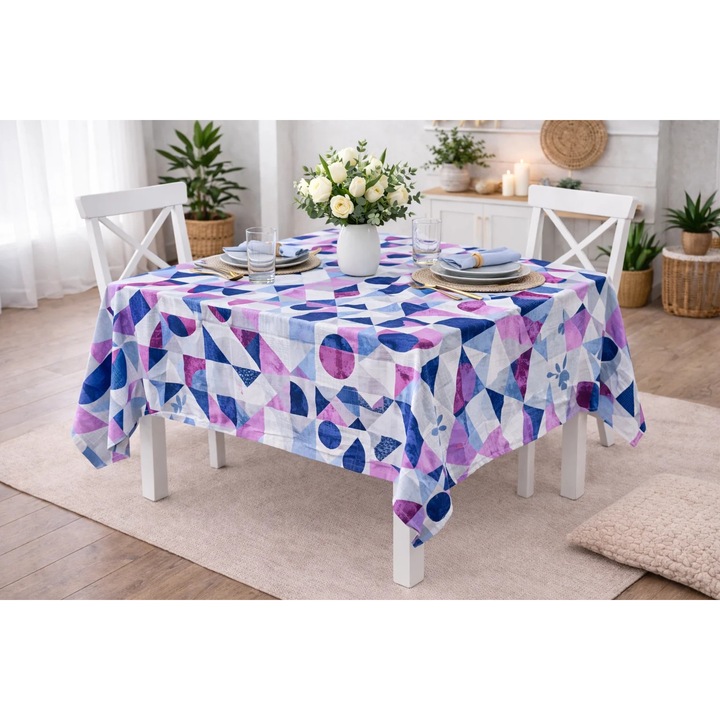Fata de masa antimurdarire 160x220 cm, Eleganta Mov/Albastru Ralex Pucioasa