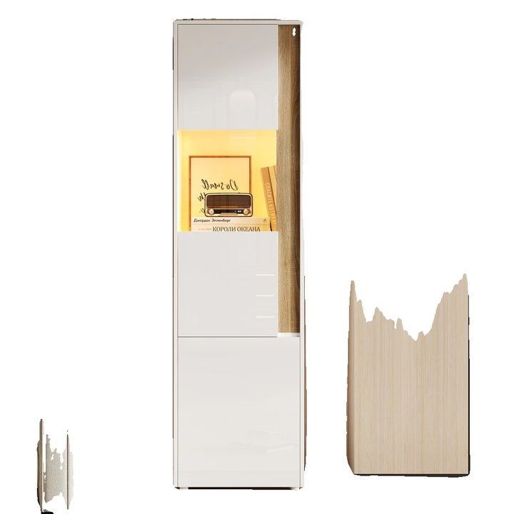 Dulap inalt cu LED, solutie de depozitare versatila, alb, 50x40x179cm