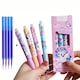 Set 4 Pixuri Unicorn cu Stergere si 4 Rezerve, DANATI®, Pixuri Retractabile cu Buton, Varf 0,5 mm, Cernela Albastra Termosensibila, Guma, Roz, 15cm