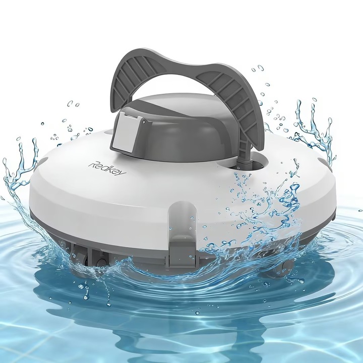 Robot Curatare Piscina Fara Fir Redkey, Autonomie 130 Min, 5200mAh, Filtrare 180μm, Urcare Panta 18°, IPX8, Auto-Parcare Inteligenta, Motor Dublu Puternic, Curatare Eficienta pentru Piscine pana la 100㎡