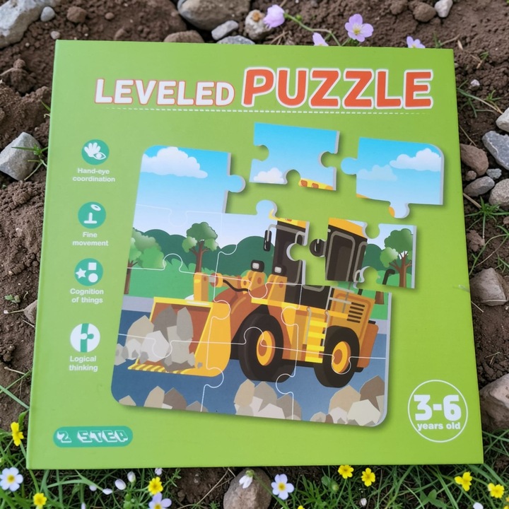 Carticica cu 3 Puzzle Magnetice, 3 Nivele - 9/12/16 piese, Mijloace de Transport, 18x18cm, VisionXXI