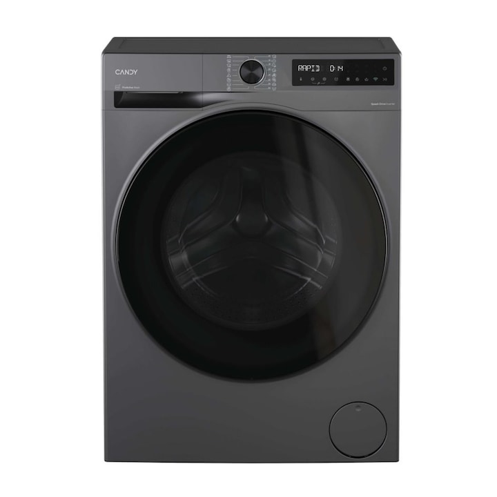 Masina de spalat rufe Candy BP 49SBL8G-S, Wi-Fi, Speed Drive Inverter, ProActive Wash, Abur, Antibacterian, AI Silent motion, Clean Shield, Smart Spray, 9 kg, 1400 rpm, Clasa A, Gri inchis