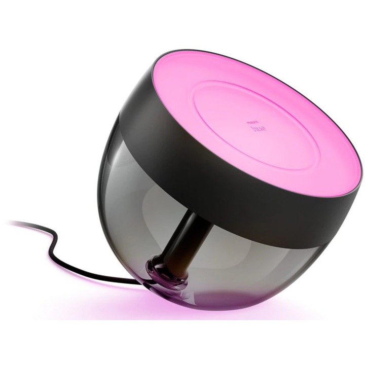 Veioza LED Philips Hue Iris, 8.2W, 570lm, Wi-Fi, lumina RGB, neagră