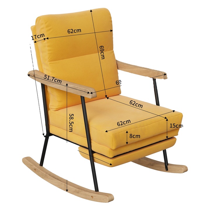 Fotel, minimalista design, ergonómikus kényelem, sárgásbarna, 64.5x93.97x94cm