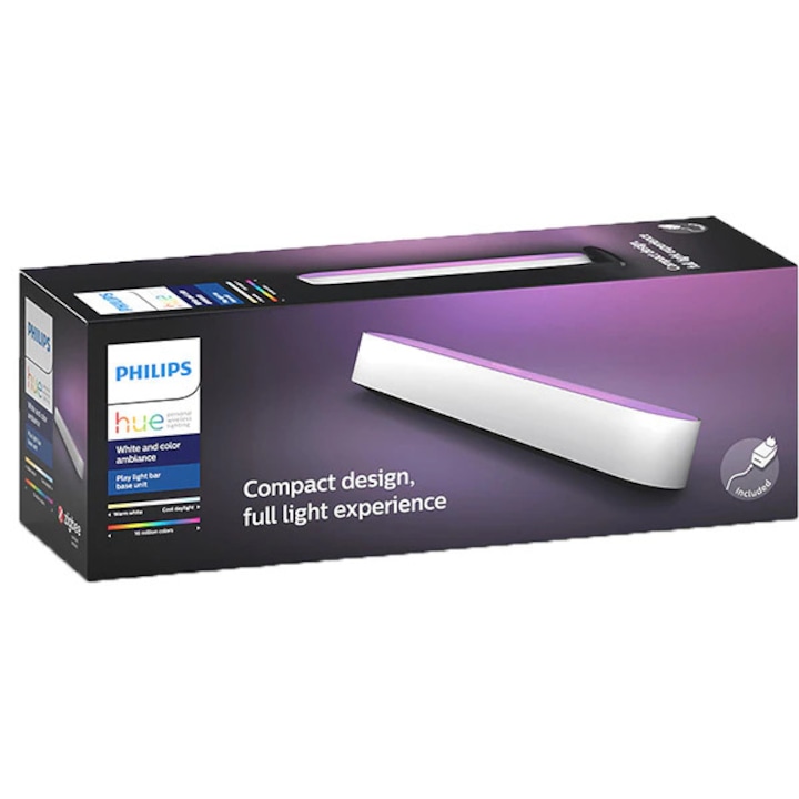 Смарт лампа Philips Hue Play, RGB, 6.6W, бяла