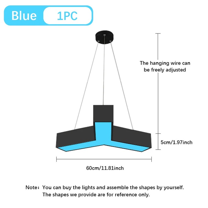 Lustra, design ajustabil, 60x5cm, albastru