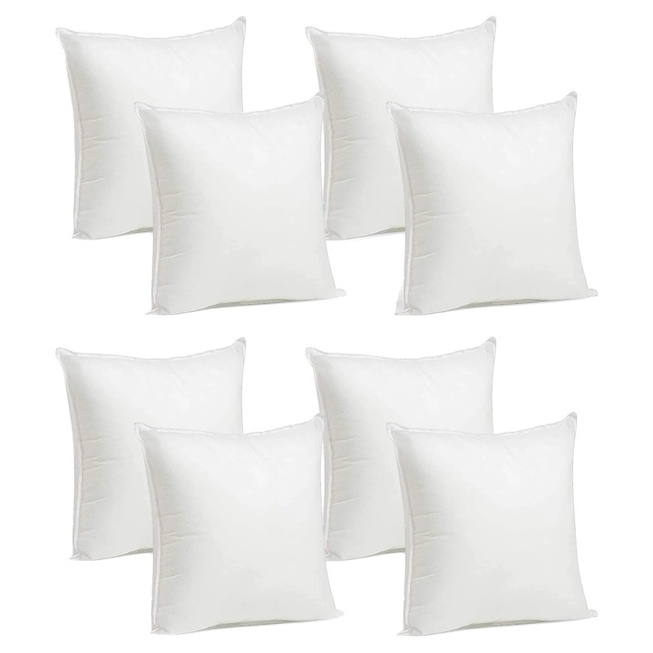 Set 8 perne, 70x50cm, poliester, design moale si pufos, alb