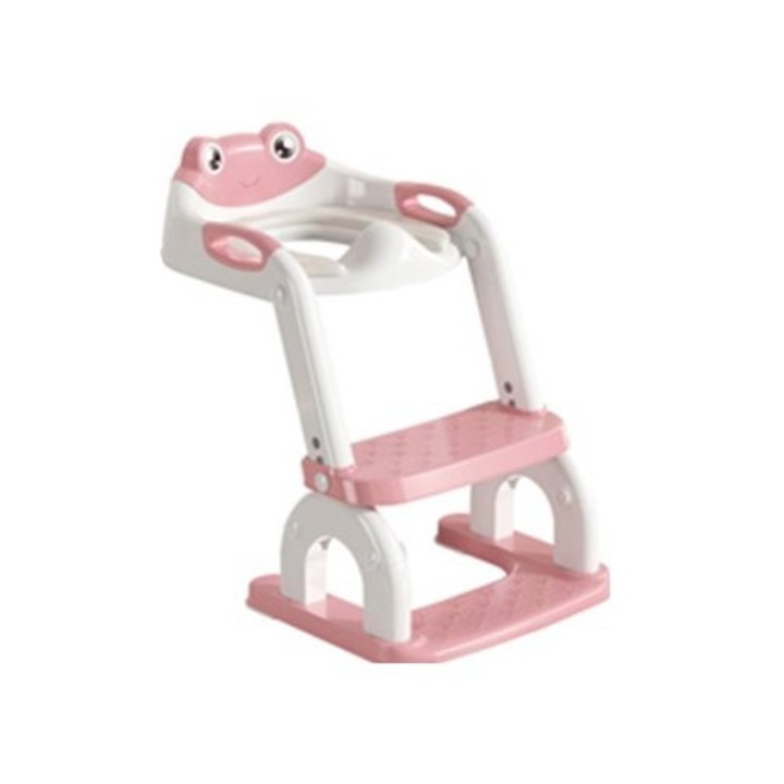 Reductor toaleta pentru copii Little Mom Pink, pliabil, reglabil, colac detasabil PVC, cu suprafete anti-alunecare, manere ergonomice, protectie anti-stropire, compatibilitate universala