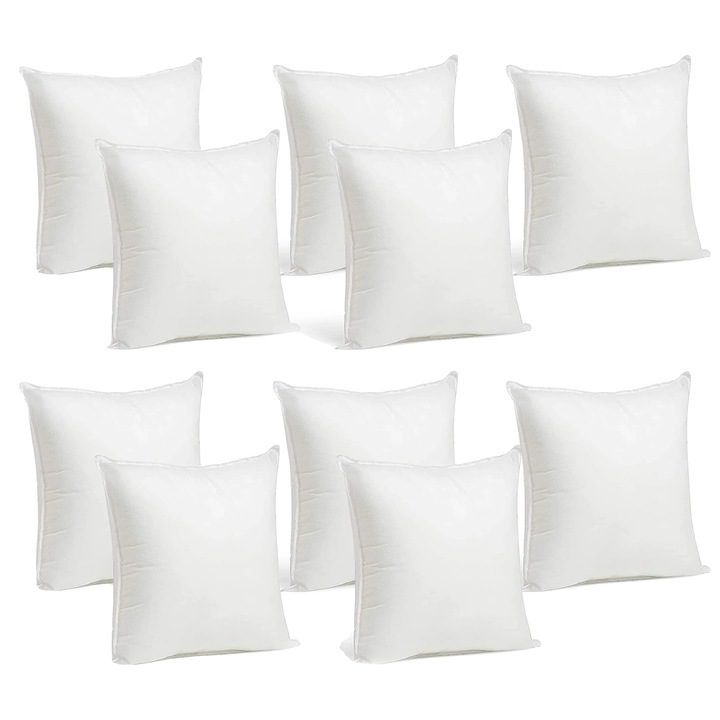 Set 10 perne, 70x50cm, poliester, antialergic, alb