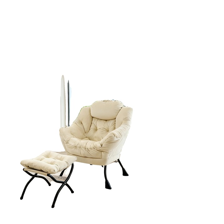 Fotel lábtartóval, ergonomikus design, bézs, 72x62x96cm, szett