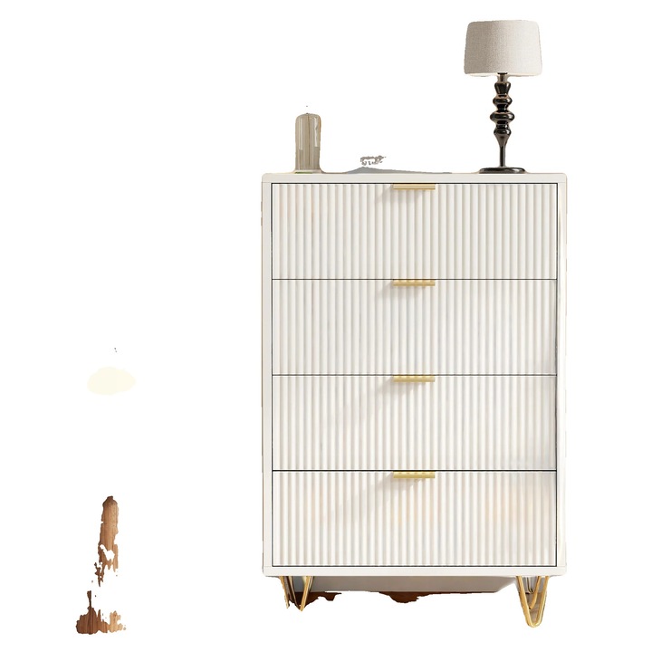 4 fiókos komód, modern design, fehér, 60x34x91cm