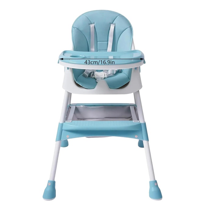 Scaun de masa pentru bebe, cu tava ajustabila, centura de siguranta, verde deschis, capacitate 80kg