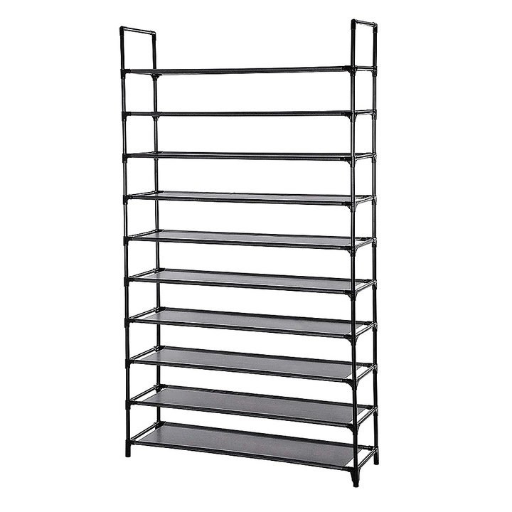 Raft pentru incaltaminte, 10 niveluri, inaltime ajustabila, negru, 100x30x176 cm