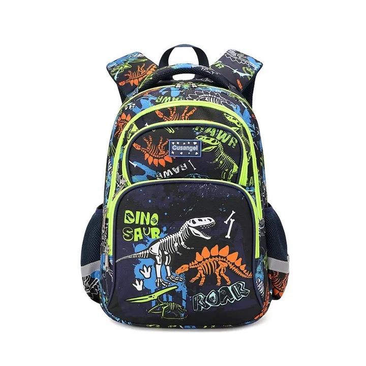 Ghiozdan Scolar Baieti Dinozaur 6-12 Ani – Ergonomic, Impermeabil, Bretele Reglabile, 20L – pentru Scoala si Activitati Zilnice – Cadou, Albastru Multicolor