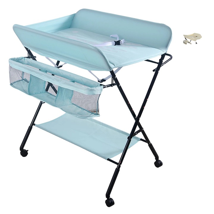 Masa de infasat, design durabil, materiale ecologice, albastru deschis, 80x66x98cm