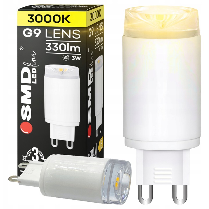Bec LED G9, SMD LEDline, 3W, 3000K, alb cald, 21x53mm, 330lm