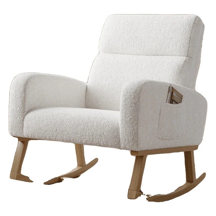 Fotoliu balansoar, design rabatabil, cu spatiu de depozitare, alb, 87x78.5x66.2cm