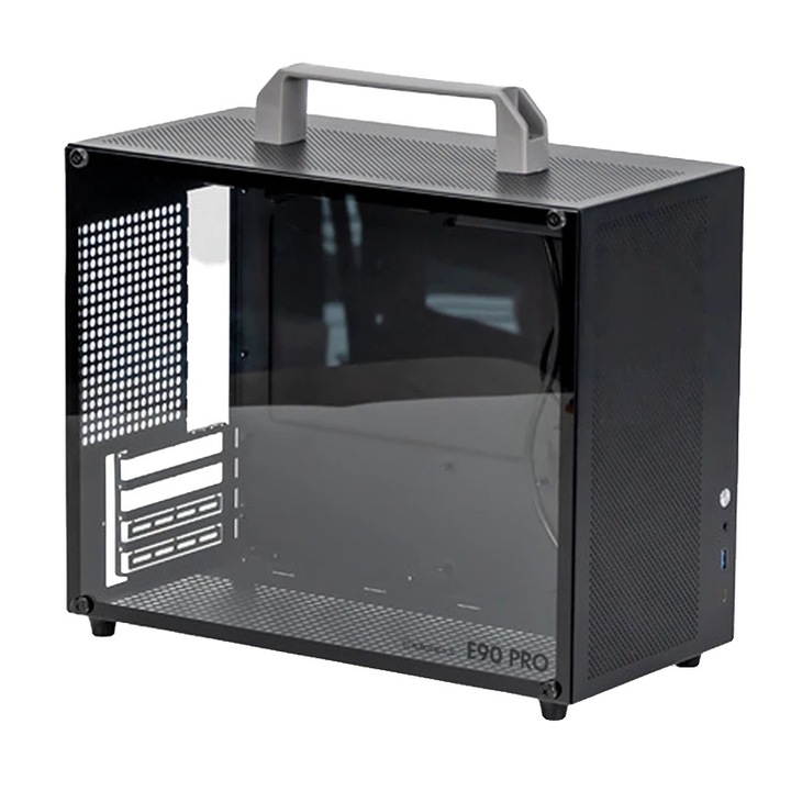 Carcasa PC Gaming, design compact, suport ventilatoare 120mm, neagra, 377x187x298mm