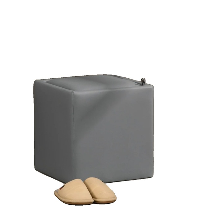 Квадратна табуретка, изкуствена кожа, 40x40x40 см, вместимост 44л, с възглавници, комплект без сглобяване