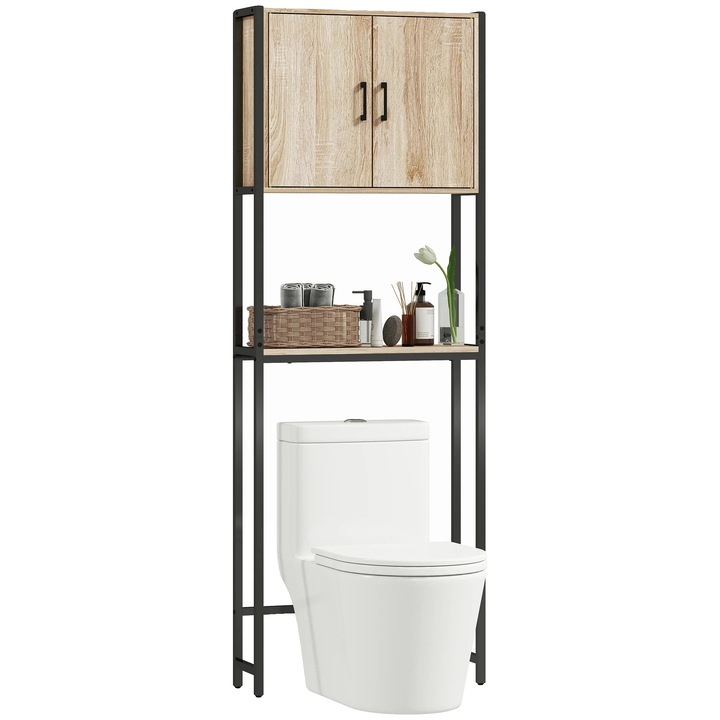 Cabinet de baie deasupra toaletei, design modern, lemn natural, dimensiuni ajustabile