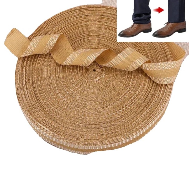 Banda de scurtare pentru pantaloni, 25m, aplicare usoara prin calcare, khaki, set de 5 role