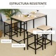 Set masa bar cu 4 scaune, MDF si metal, 100x60x88cm, 32x32x57cm, picioare ajustabile