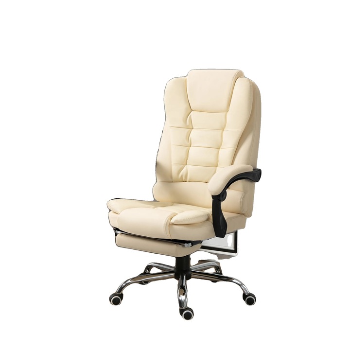 Scaun birou, inaltime ajustabila, design ergonomic, 109-117x64.5 cm, alb