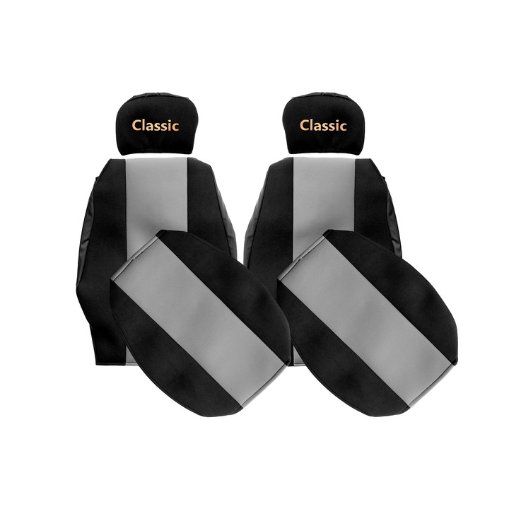 Huse scaune F-CORE, set 2 piese, gri, pentru camion, sofer reglabil, pasager reglabil