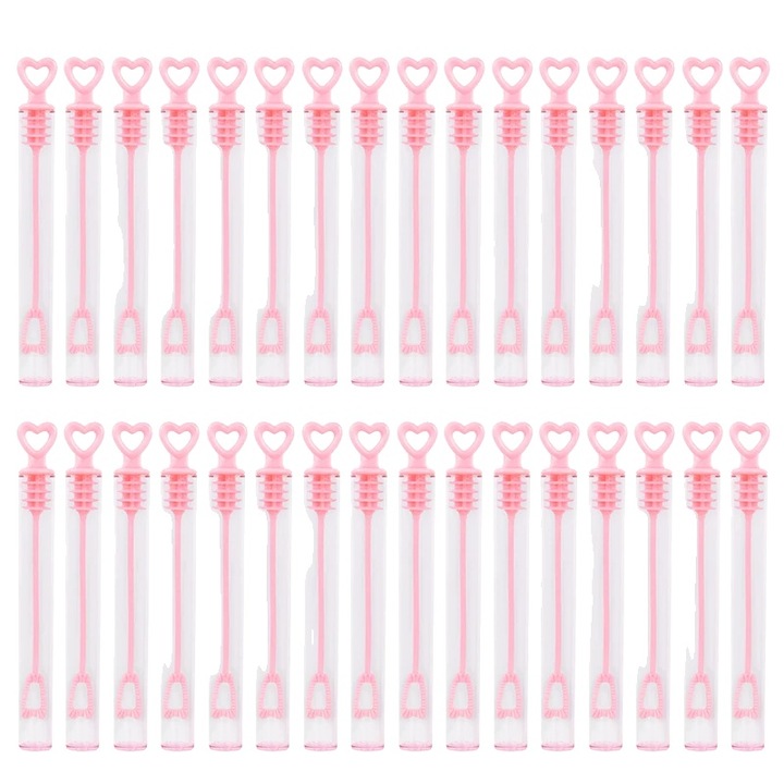 Бутилки с течност за балончета, цветен дизайн, комплект 30 броя, розов