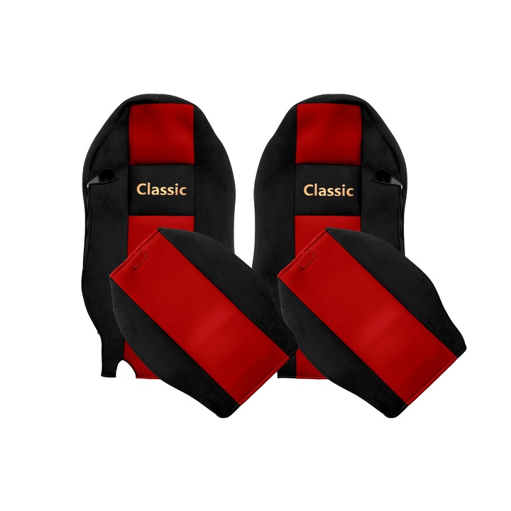 Husă scaune set 2, F-CORE, roșu, pentru camion, tetieră integrată sofer și pasager