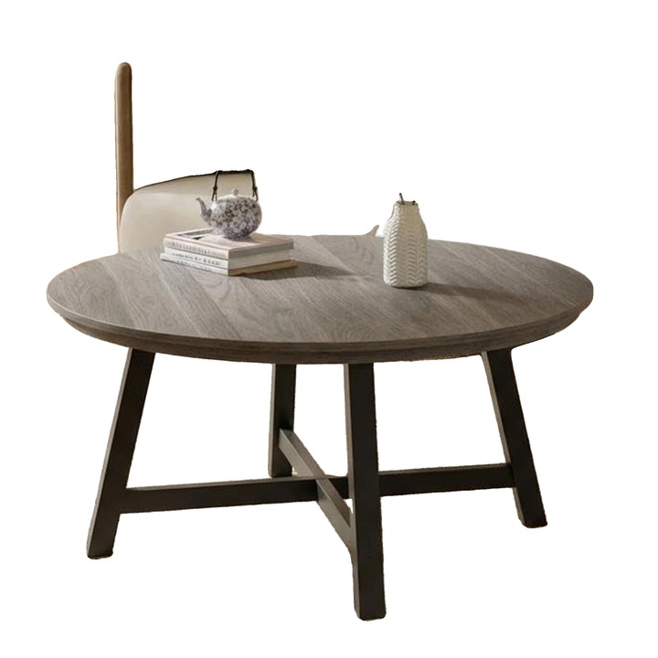 Masa rotunda de cafea, design industrial, picioare ajustabile, gri