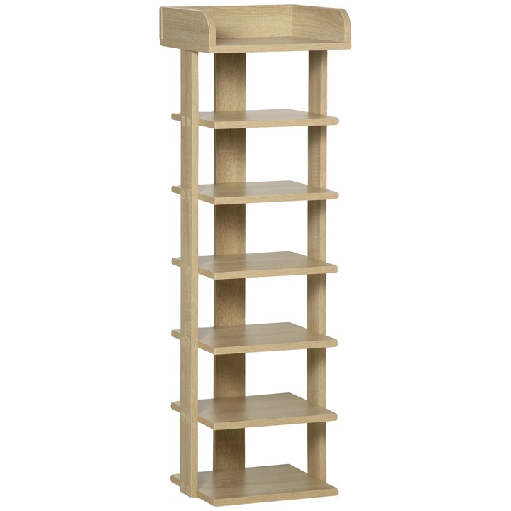 Dulap pantofi, 7 niveluri, 6 perechi, 32x30x104 cm, natural