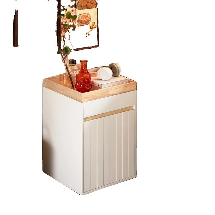Birou, container de birou, design cu roti, stocare compacta, ivory, 40x63x40cm