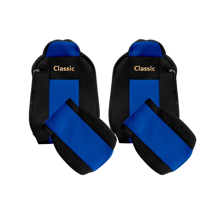Huse scaune F-CORE set 2 piese, albastru, pentru IVECO STRALIS HI-WAY, STRALIS XP, material velur