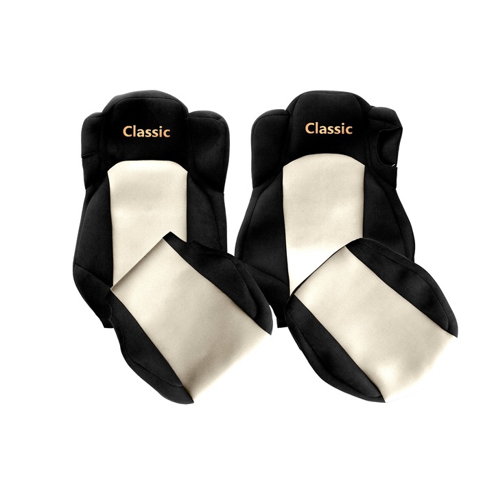 Huse scaune F-CORE pentru Mercedes Actros, set 2 piese, ventilat, pliabil, sampanie