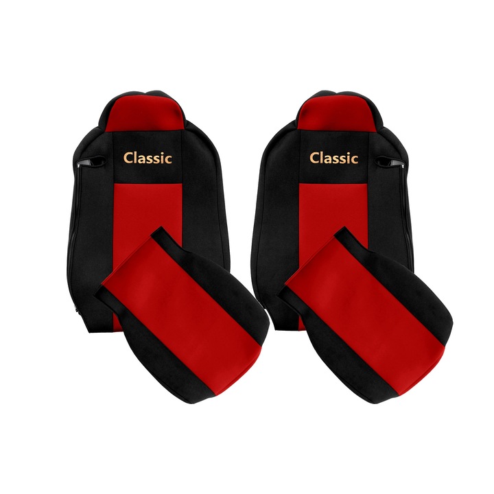 Huse scaune F-CORE, set 2 piese, roșu, textil, pentru camioane